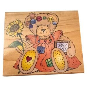 Hero Arts Country Bear With Sunflower H1146 Rubber Stamp